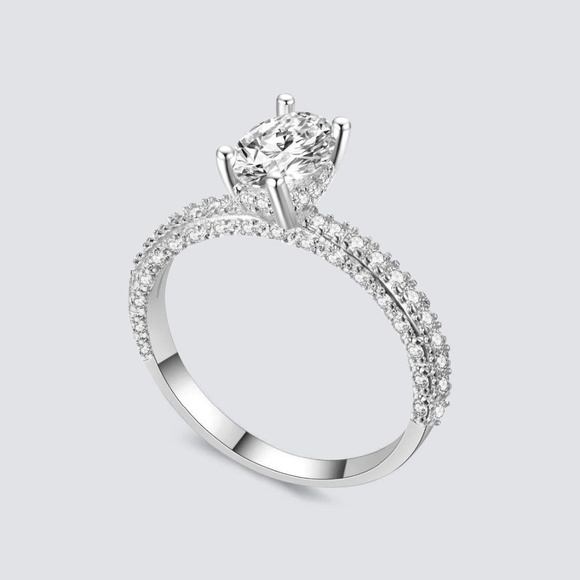 Signature Pave Oval Ring Set - Picture 1 of 5